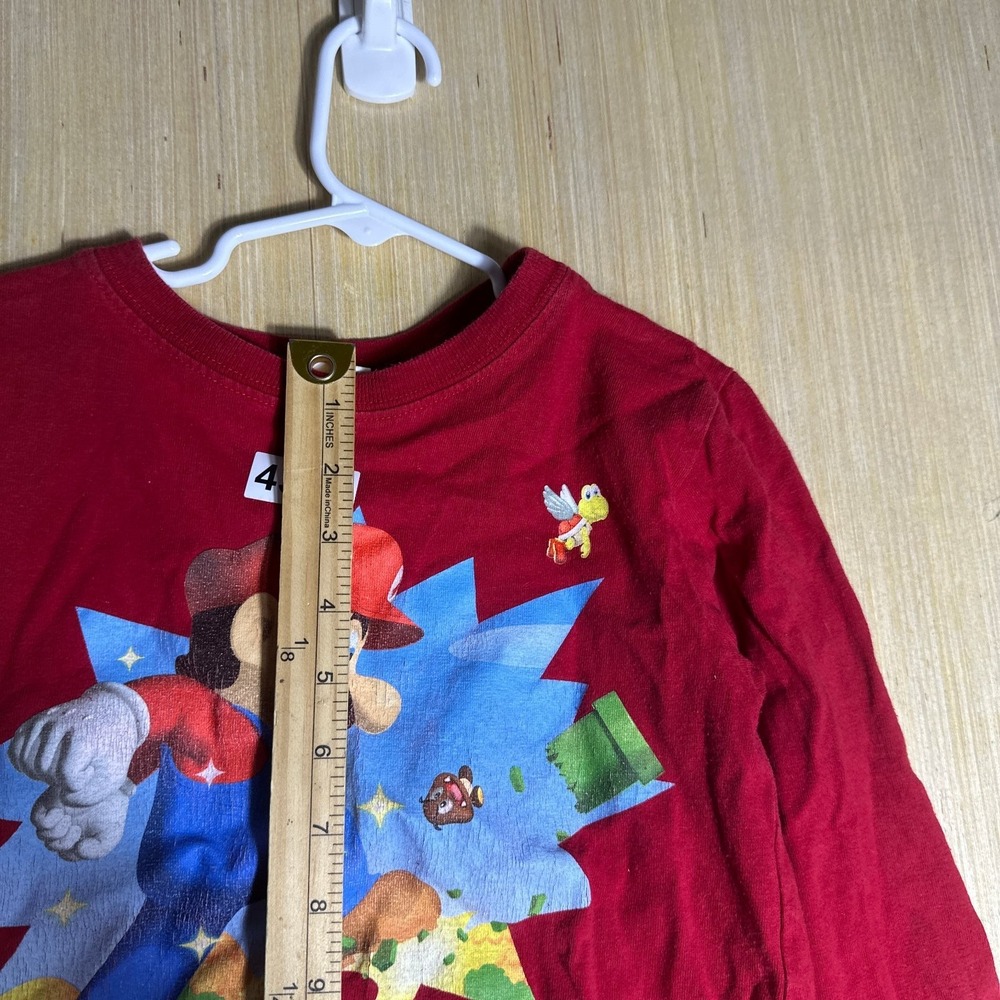 Vintage Super Mario Bros T-Shirt Kids 7 Red Long Sleeve Graphic Print Y2k - Picture 7 of 11